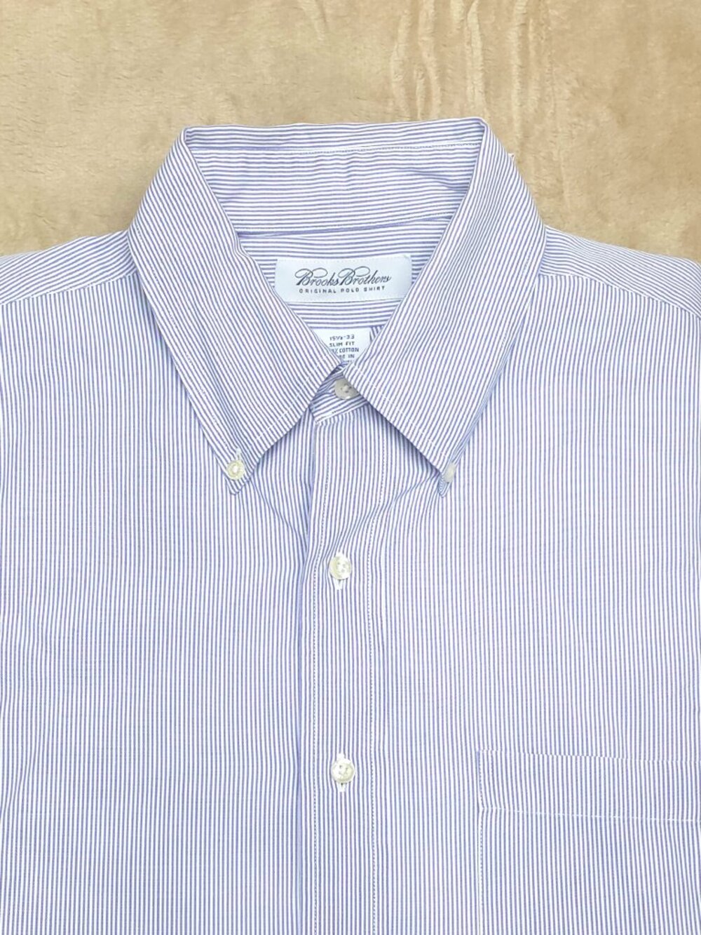 Brooks Brothers Slim Fit Dress Shirt Mens 15.5 33 Button Down Cotton